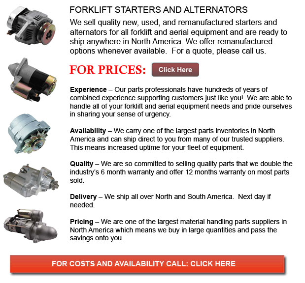 Washington Forklift Starters and Alternators | New and Used